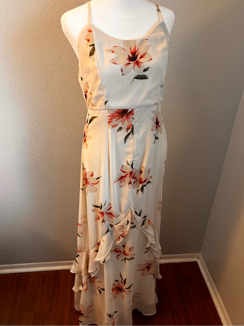 Lulus Cream Floral Ruffle Maxi Dress - Y2K Evening Feminine